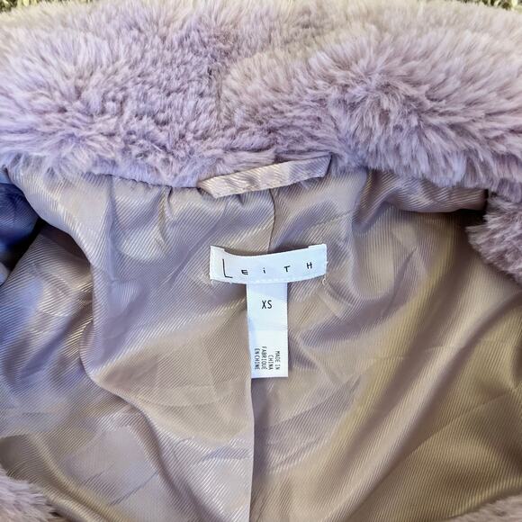 LEITH Sz XS Fur-Fect Fuzzy Faux Fur Jacket in Lavender Cute Elegant Warm - Picture 6 of 16